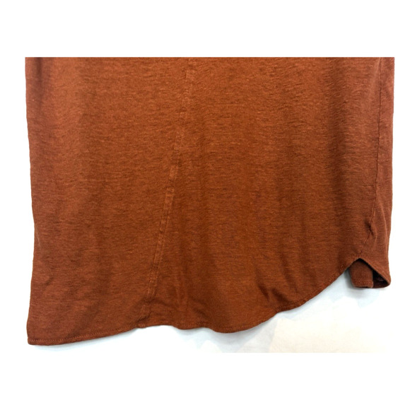 Tahari Womens 100% Linen Asymmetrical Top Size L Comfort Casual Rust Orange - Picture 9 of 11